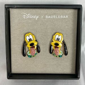 BAUBLEBAR Disney Pluto Earrings New Gold Post Secure Lock Backs Enamel